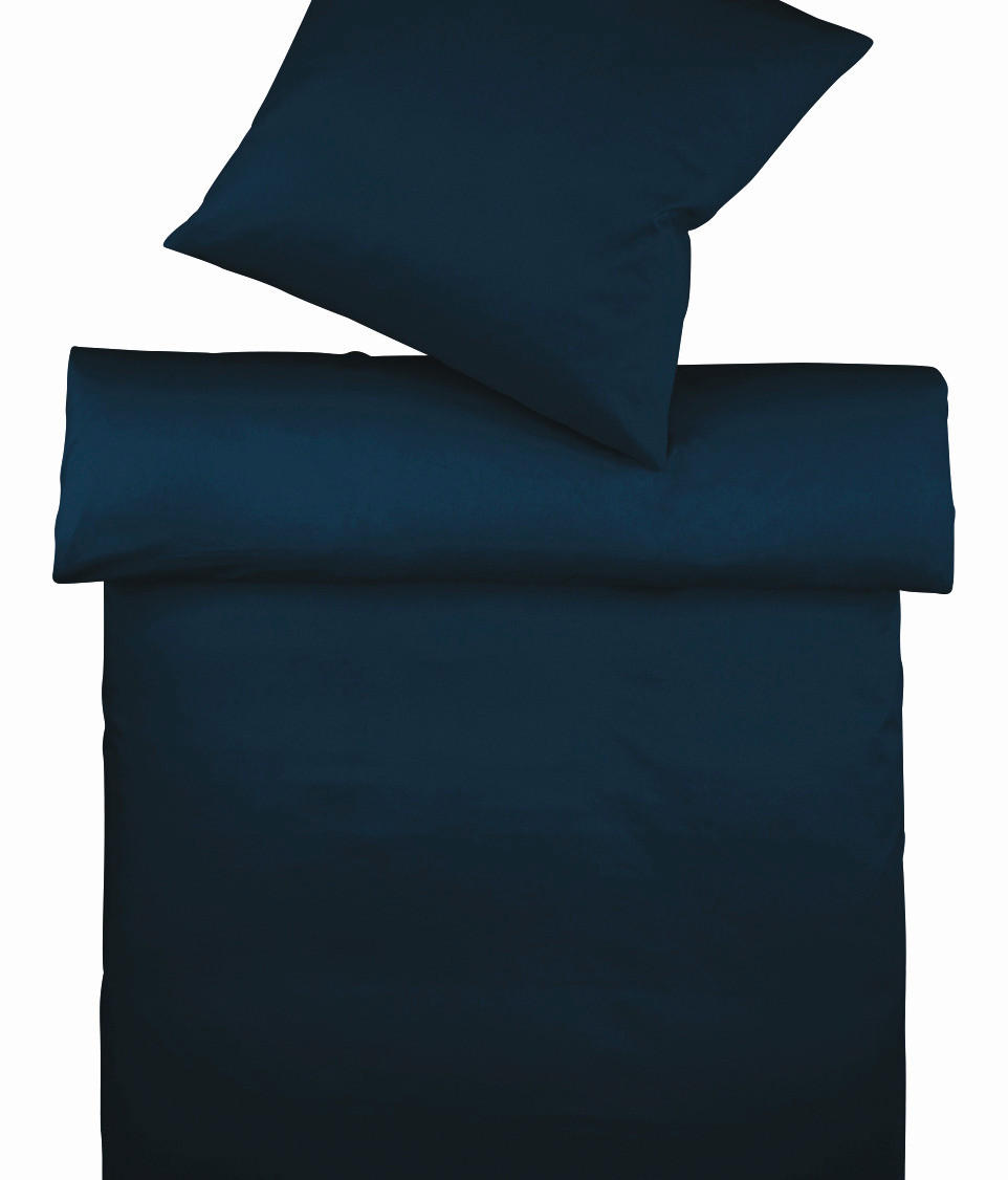 BETTWÄSCHE Makosatin 155/220 cm  - Dunkelblau, Basics, Textil (155/220cm) - Fleuresse