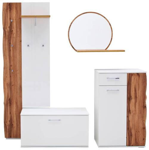 GARDEROBE 5-teilig  in 191/197/38 cm  - Eiche Wotan/Weiß, MODERN, Glas/Holzwerkstoff (191/197/38cm)