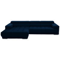 ECKSOFA Mikrofaser Dunkelblau  - Silberfarben/Dunkelblau, Design, Textil/Metall (190/335cm) - Beldomo Speed