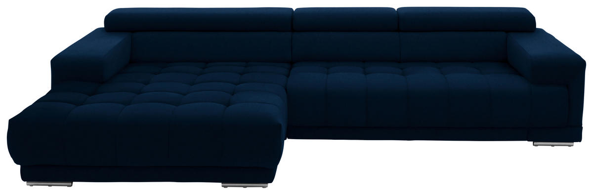 ECKSOFA Mikrofaser Dunkelblau  - Silberfarben/Dunkelblau, Design, Textil/Metall (190/335cm) - Beldomo Speed