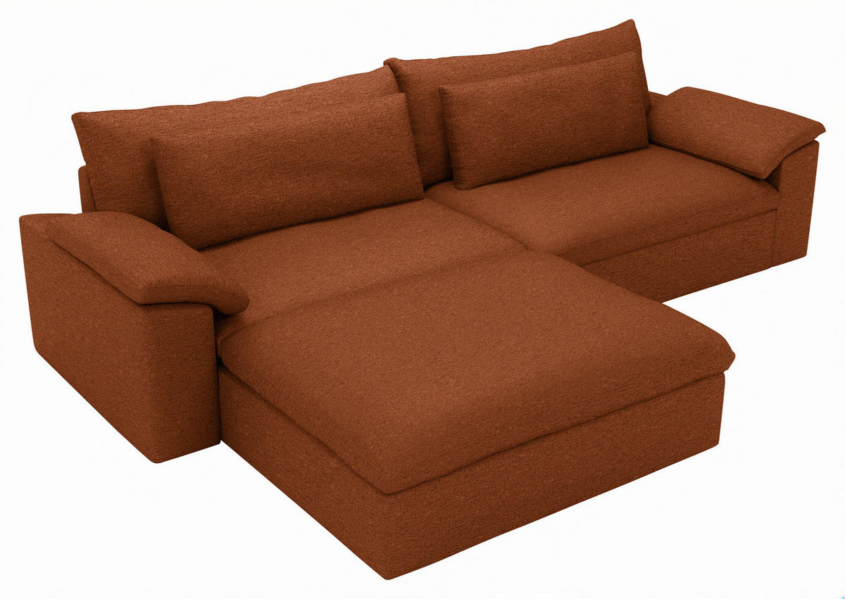 ECKSOFA Flachgewebe Rostfarben  - Rostfarben/Schwarz, Modern, Kunststoff/Textil (198/306cm) - Carryhome