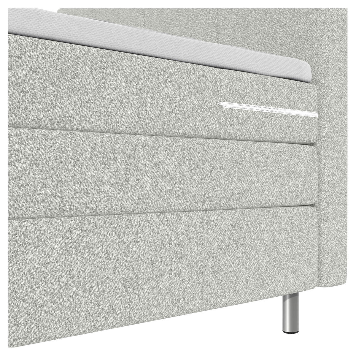 BOXSPRINGBETT 180/200 cm,  in Hellgrau, Bettkasten, Topper, Matratzen, H3 = fest  - Chromfarben/Hellgrau, KONVENTIONELL, Kunststoff/Textil (180/200cm) - Boxxx