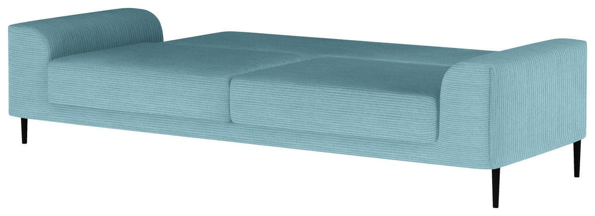 SCHLAFSOFA Cord Hellblau  - Schwarz/Hellblau, Design, Textil/Metall (250/89/105cm) - Livetastic