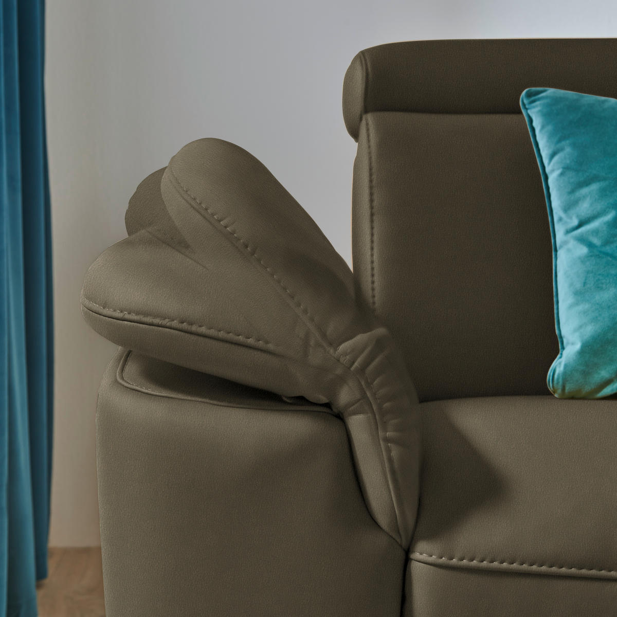 ECKSOFA in Echtleder Olivgrün  - Schwarz/Olivgrün, Design, Leder/Metall (285/239cm) - Cantus