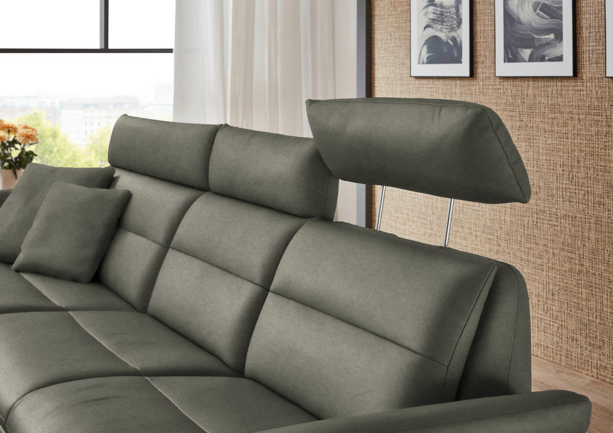ECKSOFA in Echtleder Grau  - Schwarz/Grau, Design, Leder/Metall (169/298cm) - Dieter Knoll