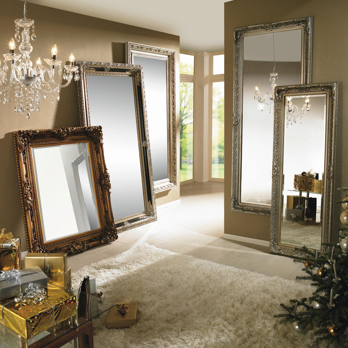 Oglindă 98/128/10,7 cm    - auriu, Lifestyle, lemn (98/128/10,7cm) - Landscape