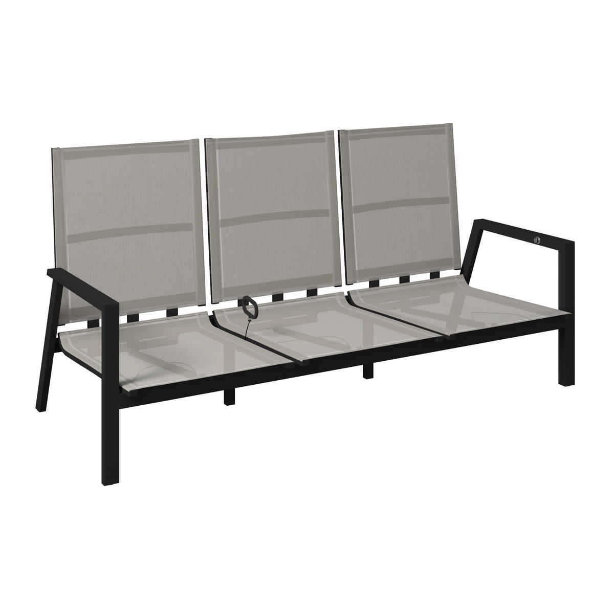 3-SITZER-BANK 196/97/87 cm Netzbespannung, Webstoff Anthrazit, Grau  - Anthrazit/Grau, Design, Textil/Metall (196/97/87cm) - Amatio