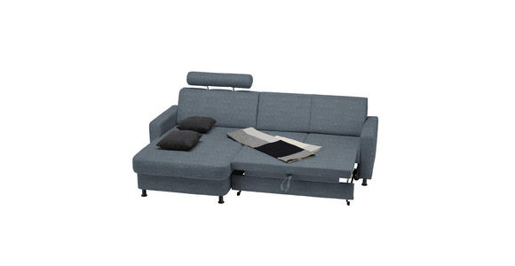 ECKSOFA in Webstoff Blaugrau  - Blaugrau/Schwarz, Design, Kunststoff/Textil (165/257cm) - Xora