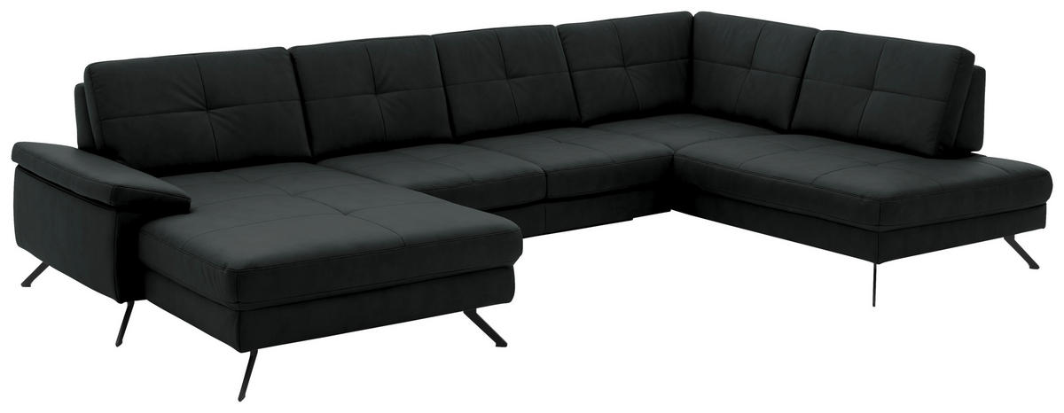 SOFFA i läderimitation, mikrofiber antracit  - svart/antracit, Design, metall/textil (345/220cm) - Beldomo System