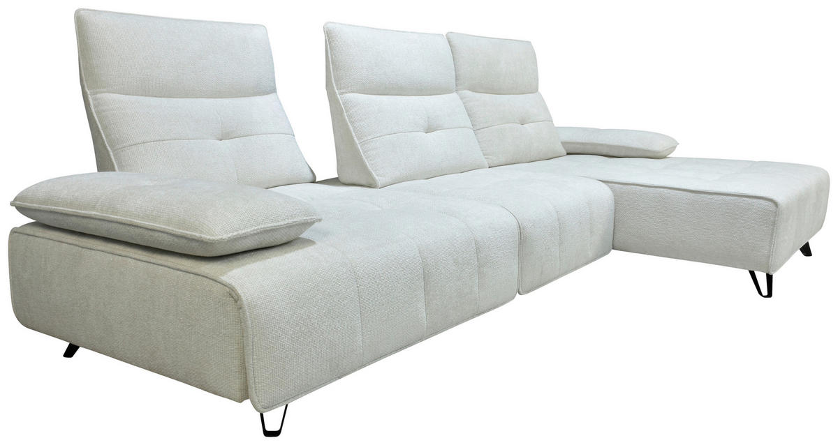 ECKSOFA Creme Chenille  - Creme/Schwarz, Design, Kunststoff/Textil (314/162cm) - Livetastic