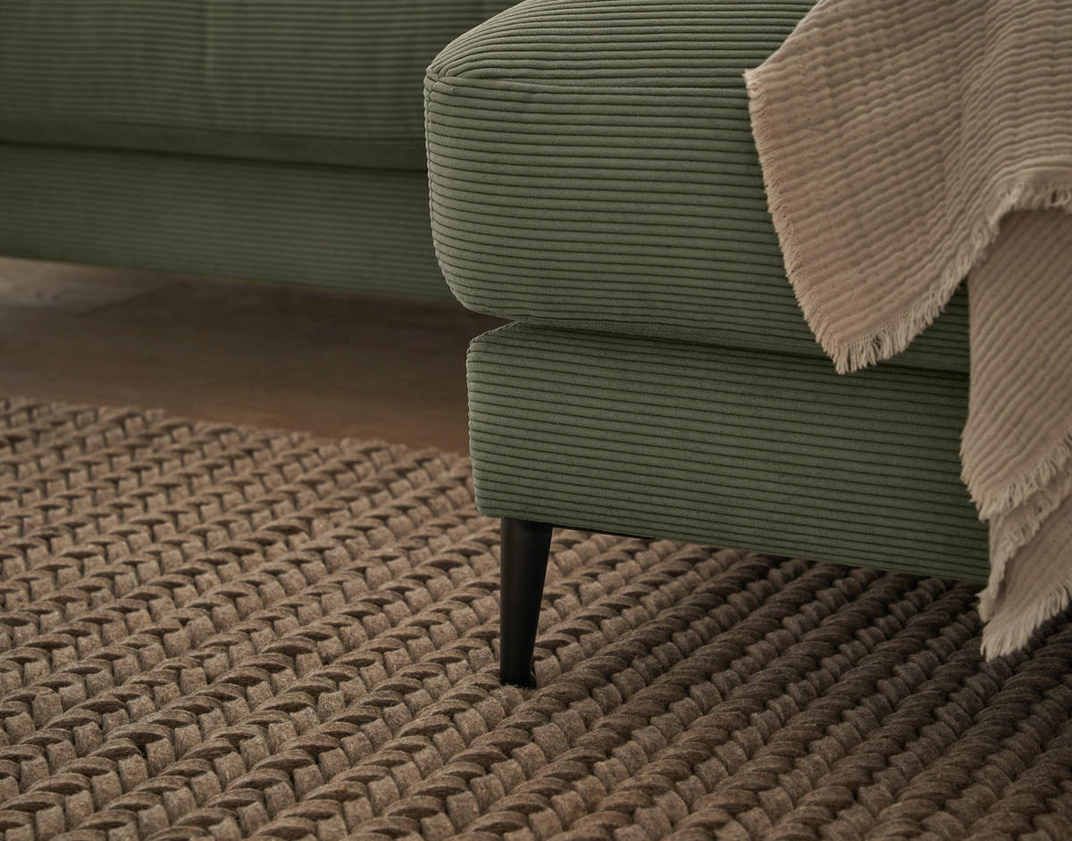 ECKSOFA in Feincord Mokka  - Schwarz/Mokka, Design, Textil/Metall (253/177cm) - Dieter Knoll