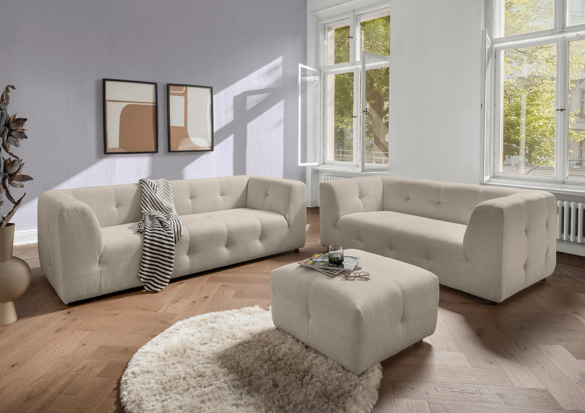 2-SITZER-SOFA in Mikrofaser Taupe  - Taupe/Schwarz, Design, Kunststoff/Textil (184/72/95cm) - Livetastic