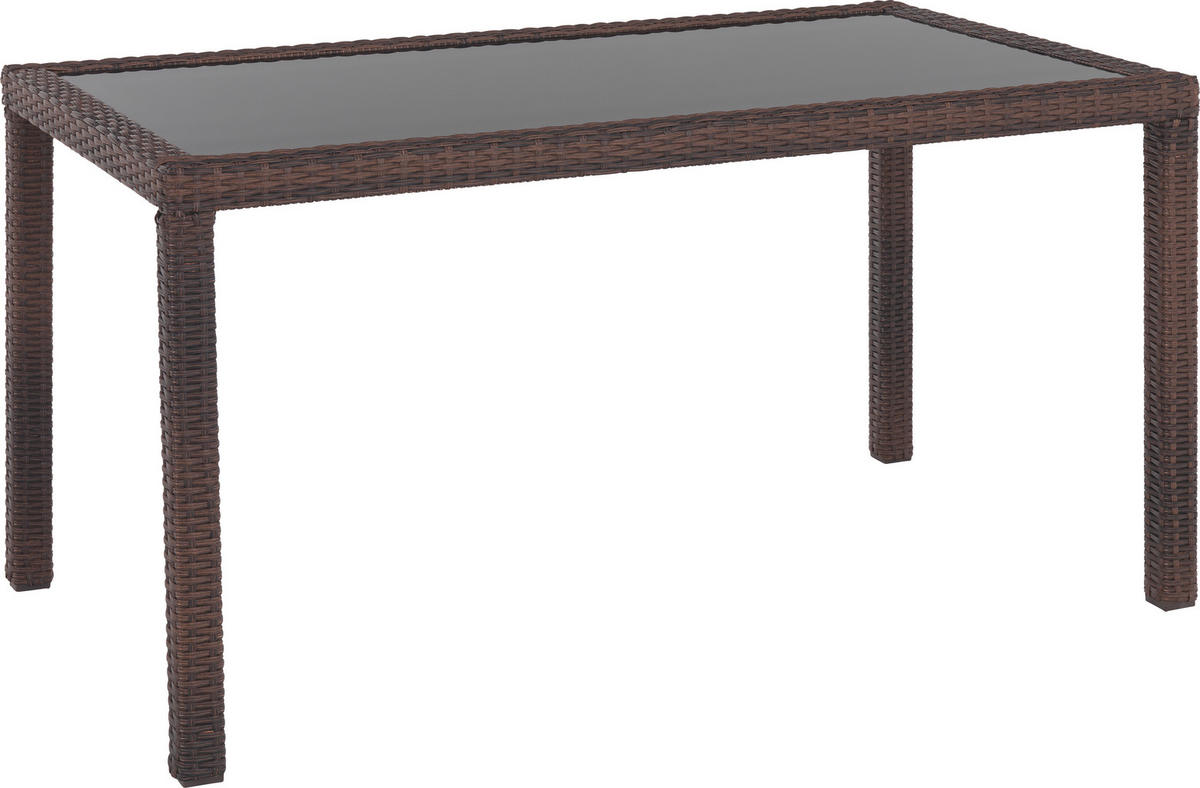 Masă Grădină 140/80/74 cm   - maro/negru, Romantik / Landhaus, plastic/sticlă (140/80/74cm) - Ambia Garden