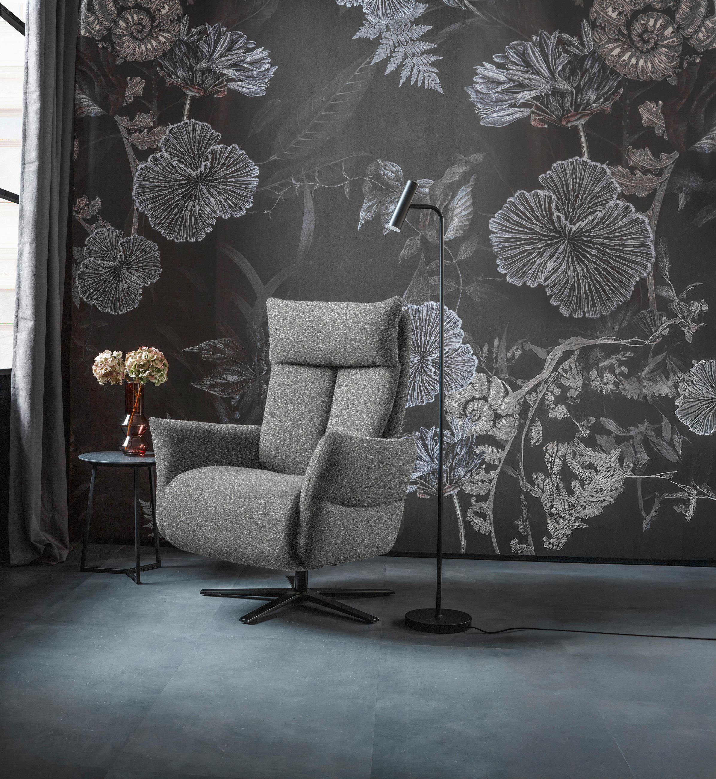 FERNSEHSESSEL  mit Relaxfunktion Chenille Grau  - Schwarz/Grau, Design, Textil/Metall (74/115/85cm) - Schöner Wohnen