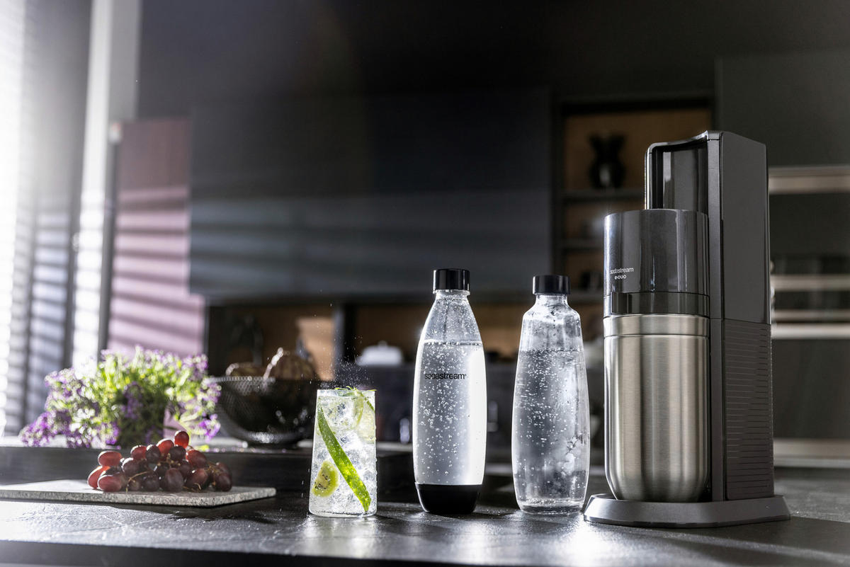 WASSERSPRUDLER E-DUO  - Titanfarben, LIFESTYLE, Glas/Kunststoff (37/44/19cm) - SodaStream