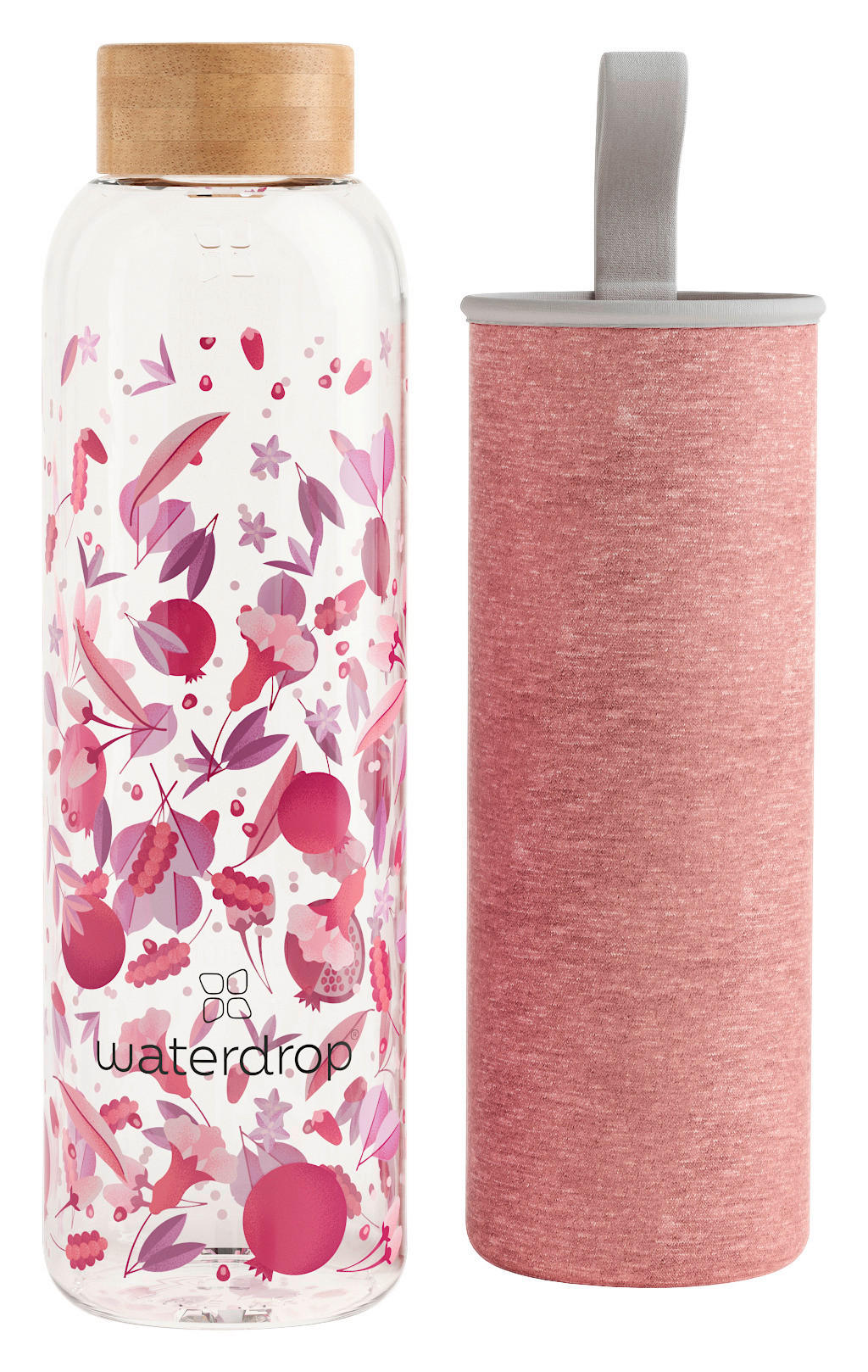 VATTENFLASKA 0,6 l  - rosa, Trend, glas (600ml) - waterdrop