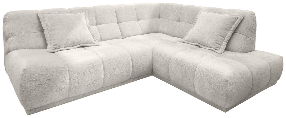 ECKSOFA ITALIA Creme Chenille  - Creme/Schwarz, MODERN, Kunststoff/Textil (254/203cm) - Livetastic