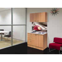 MINIKÜCHE 100 cm   in Buchefarben  - Edelstahlfarben/Beige, MODERN, Holzwerkstoff/Kunststoff (100cm) - FlexWell
