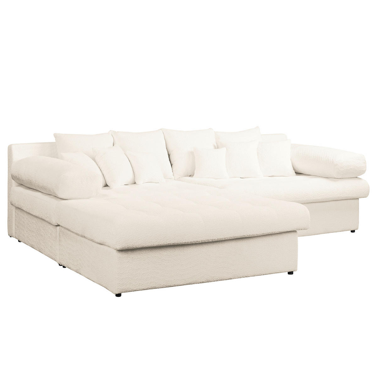 ECKSOFA Chenille Creme  - Creme/Schwarz, Design, Kunststoff/Textil (243/284cm) - P & B