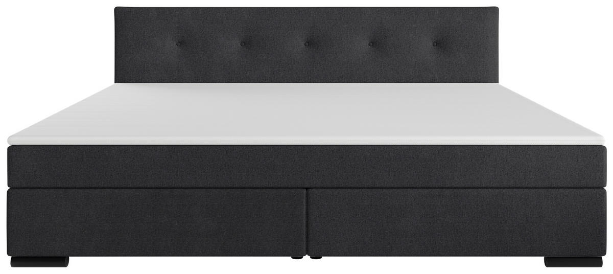 BOXSPRINGBETT 240/200 cm,  in Anthrazit, gepolstertes Kopfteil, Topper, H3 + H3 = fest  - Anthrazit/Schwarz, MODERN, Karton/Holz (240/200cm) - MID.YOU