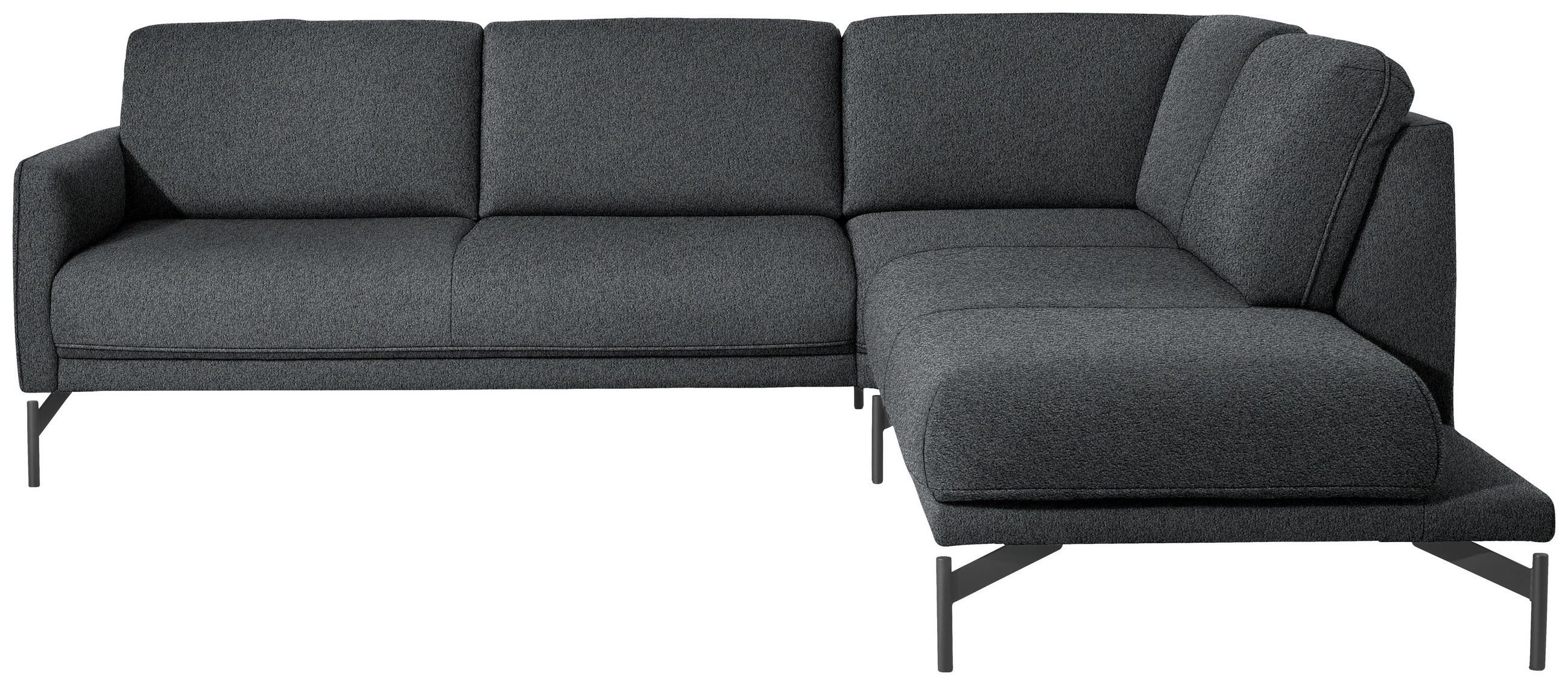 ECKSOFA in Flachgewebe, Struktur Grau  254/230 cm  - Anthrazit/Grau, Design, Textil/Metall (254/230cm) - Johann Jakob