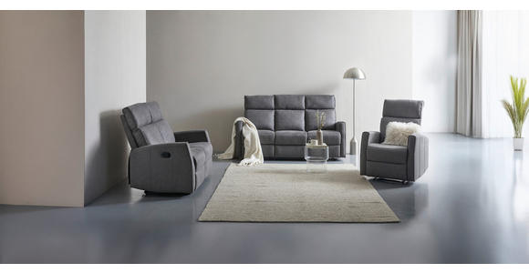 3-SITZER-SOFA inkl. Funktion Mikrofaser Grau  - Schwarz/Grau, KONVENTIONELL, Kunststoff/Textil (180/105/93cm) - Xora