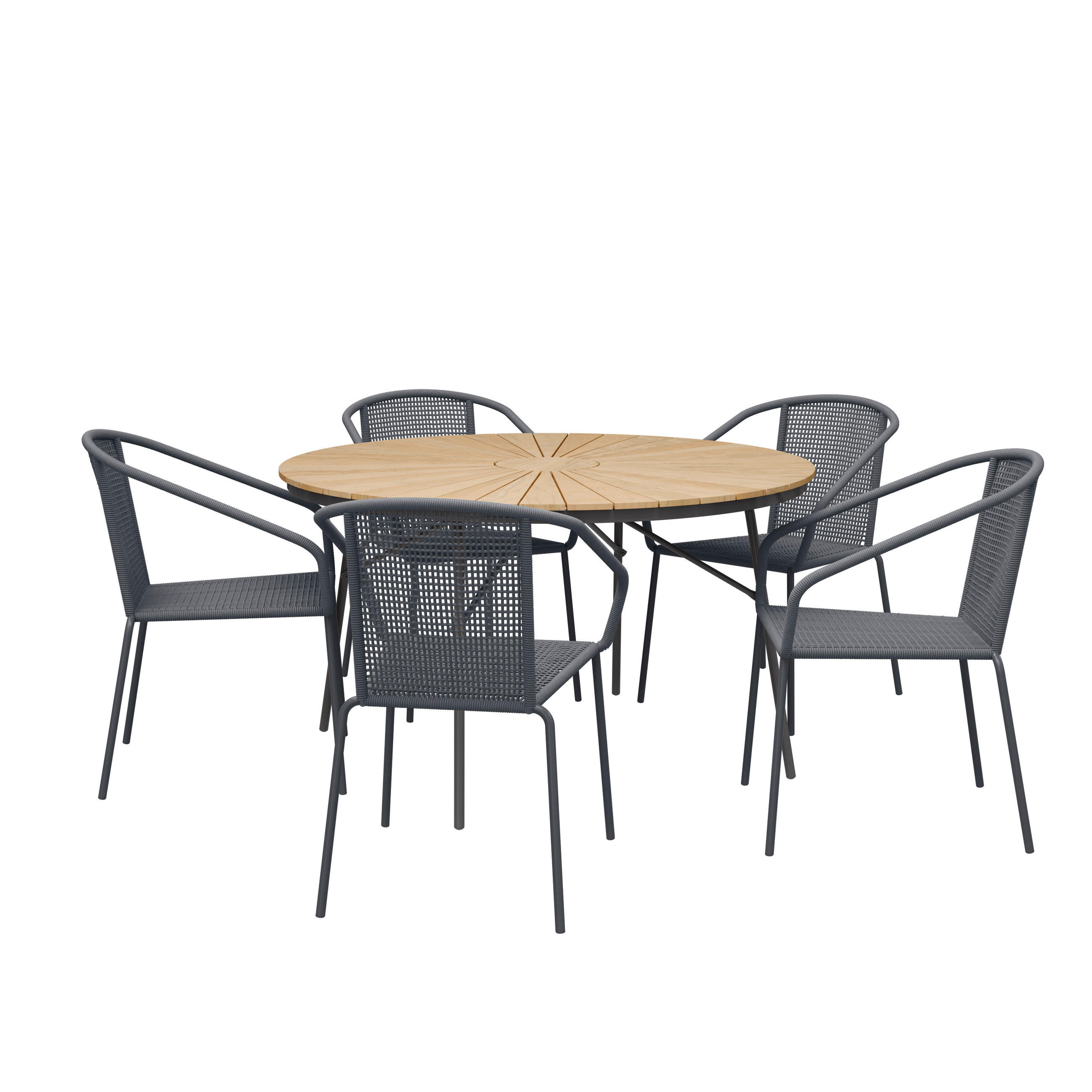 GARTENTISCHGRUPPE Teakholz vollmassiv Aluminium  - Dunkelgrau/Anthrazit, Natur, Holz/Kunststoff (180/180/74cm) - Gardenson