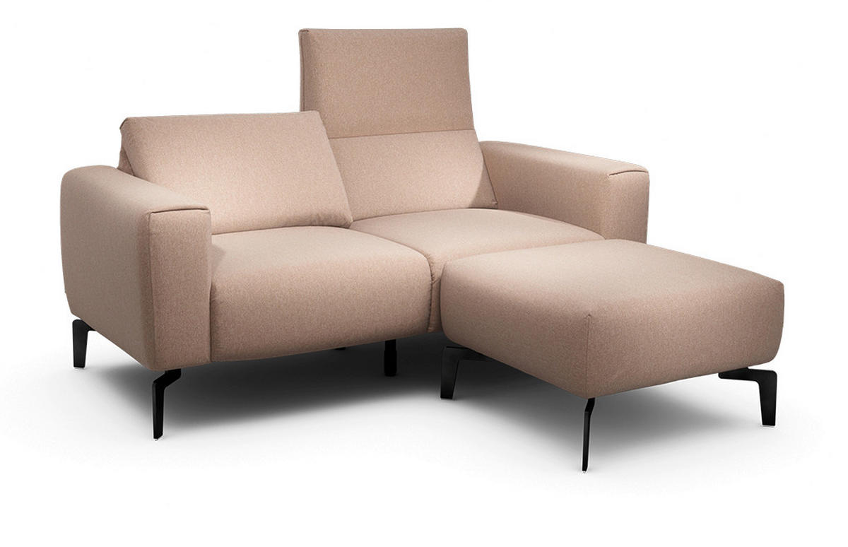 2-SITZER-SOFA Chenille Rosa  - Schwarz/Rosa, Design, Textil/Metall (180/86/86-94cm) - SENSOO