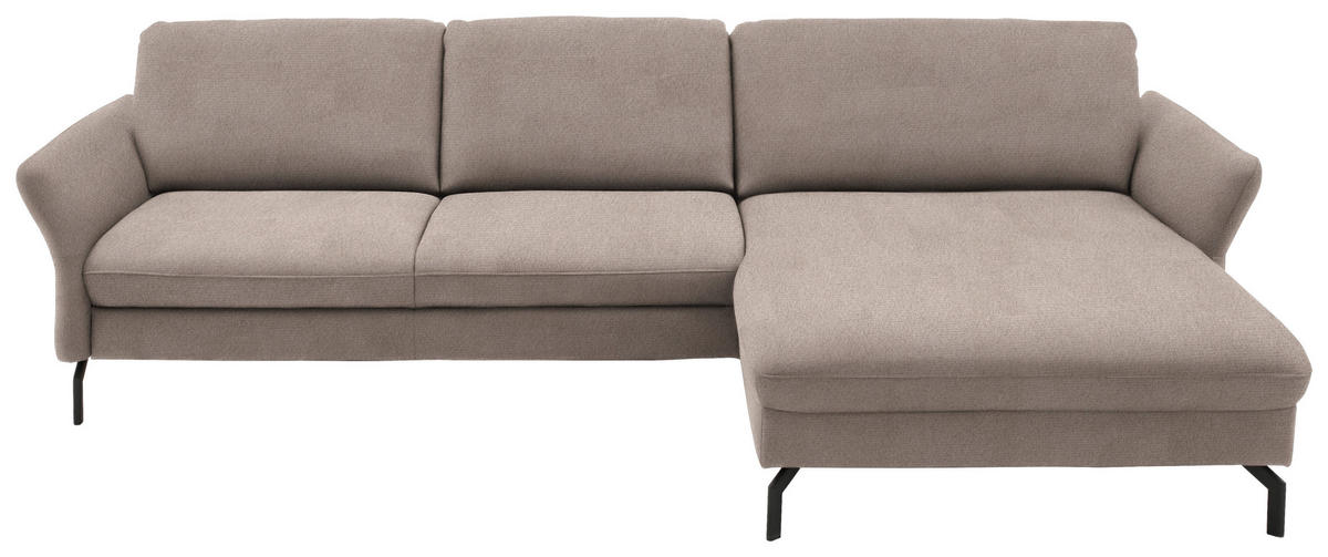 ECKSOFA in Velours Greige  306/179 cm  - Greige/Schwarz, Design, Textil/Metall (306/179cm) - Beldomo System