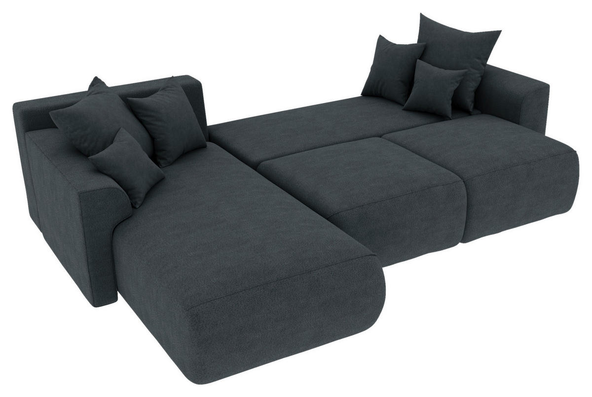 ECKSOFA in Lederlook Anthrazit  195/293 cm  - Chromfarben/Anthrazit, KONVENTIONELL, Kunststoff/Textil (195/293cm) - Carryhome