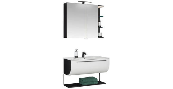 BADEZIMMER 91 cm  - Schwarz/Weiß, MODERN, Glas/Holzwerkstoff (91cm) - Dieter Knoll