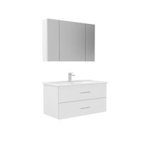 BADEZIMMER 3-teilig  in  - Chromfarben/Weiß, Basics, Keramik/Holzwerkstoff (100/136/46cm) - Welnova