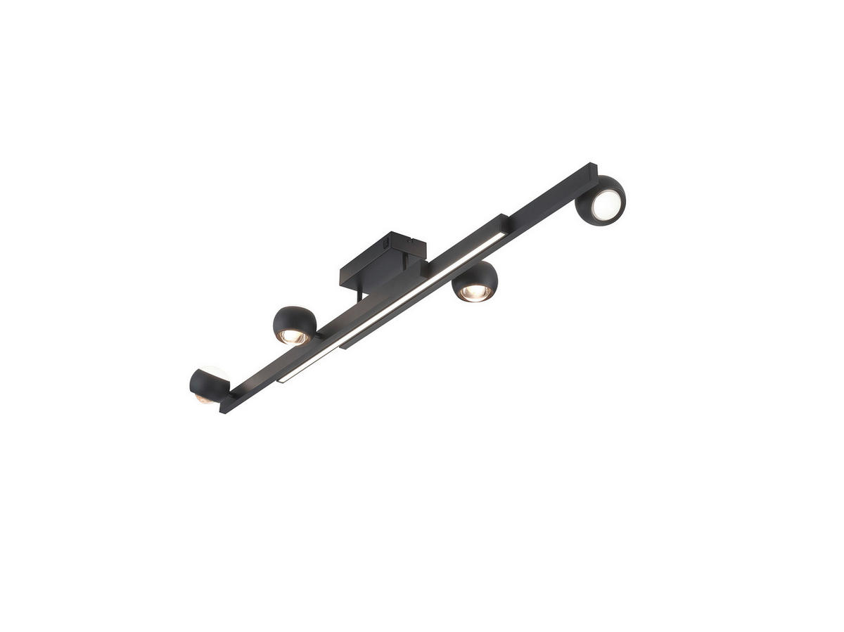 LED-DECKENLEUCHTE Cannon 133,5/17/29 cm   - Schwarz, KONVENTIONELL, Metall (133,5/17/29cm) - Musterring