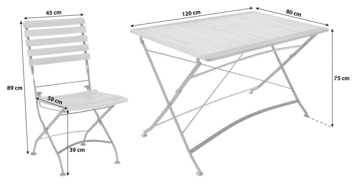 GARTENTISCHGRUPPE   - Anthrazit/Akaziefarben, Basics, Holz/Metall (120/75/80cm) - Gardenson