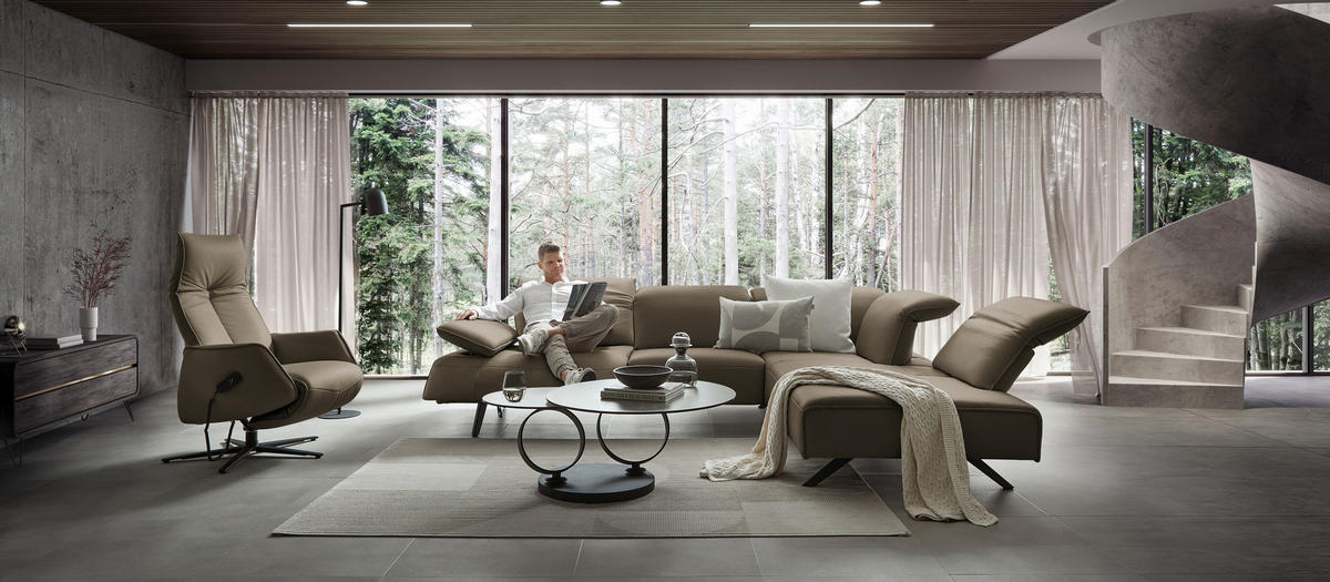 ECKSOFA  in Echtleder Dunkelbraun  290/230 cm  - Anthrazit/Dunkelbraun, Design, Leder/Metall (290/230cm) - Johann Jakob