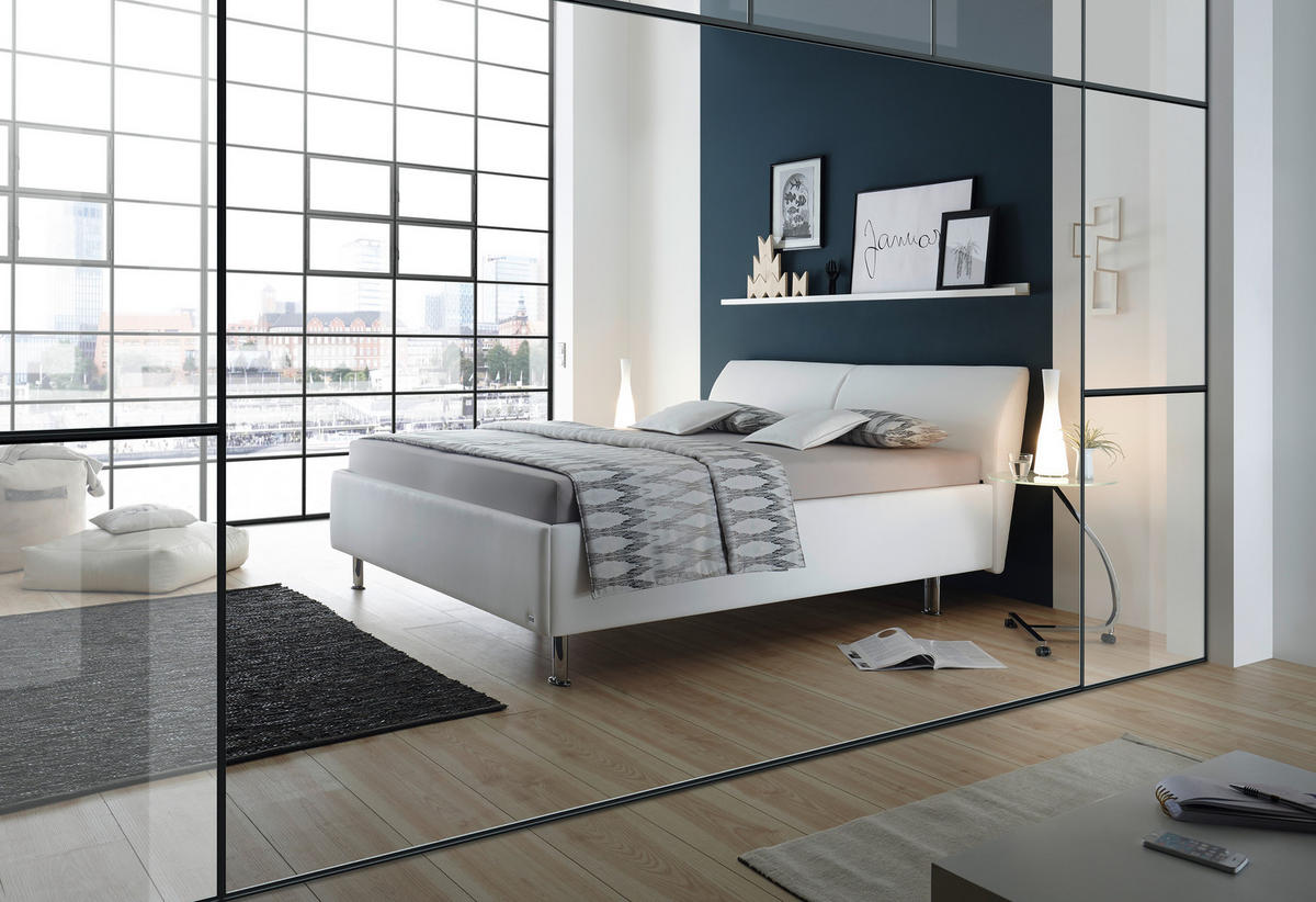 POLSTERBETT 180/200 cm  in Weiss  - Weiss/Alufarben, Basics, Kunststoff/Textil (180/200cm) - RUF Betten