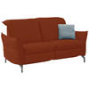 2,5-SITZER in Lederlook (vegan) Cognac  - Cognac/Nickelfarben, MODERN, Textil/Metall (185/89/109cm) - Livetastic