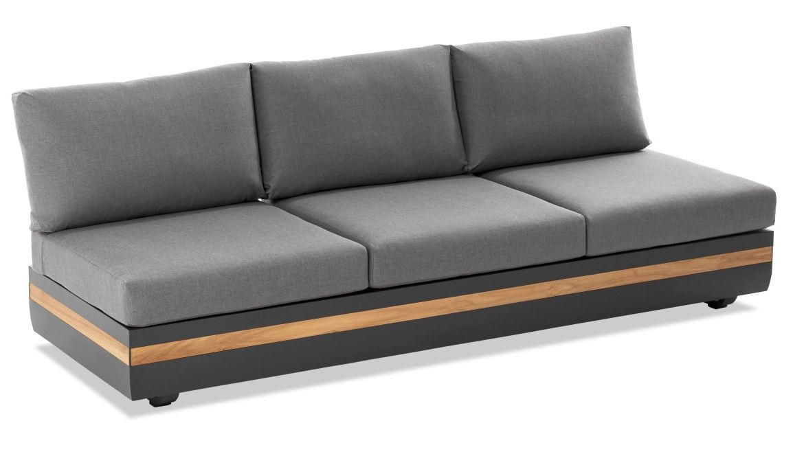 LOUNGESOFA  - Anthrazit/Teakfarben, Design, Holz/Textil (220/80/75cm)