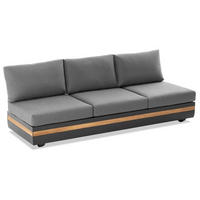 LOUNGESOFA  - Anthrazit/Teakfarben, Design, Holz/Textil (220/80/75cm)