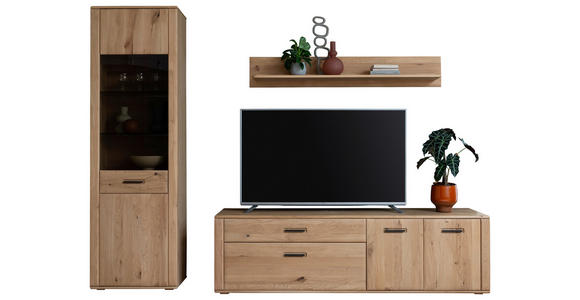 WOHNWAND in Eichefarben 272/208/50 cm - Eichefarben/Anthrazit, KONVENTIONELL, Glas/Holz (272/208/50cm) - Cantus