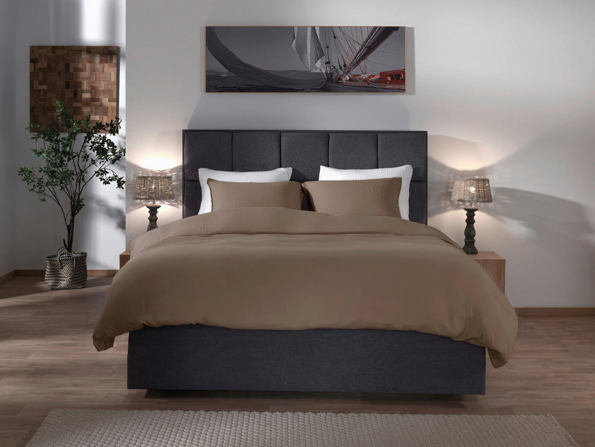 BETTWÄSCHE 2-teilig Suite-Guadeloupe Renforcé 135/200 cm  - Taupe, Basics, Textil (135/200cm)