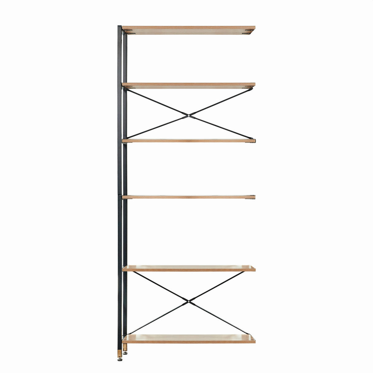 LEITERREGAL Naturfarben, Schwarz  - Schwarz/Naturfarben, Design, Holzwerkstoff/Metall (82,5/210/30cm) - Livetastic