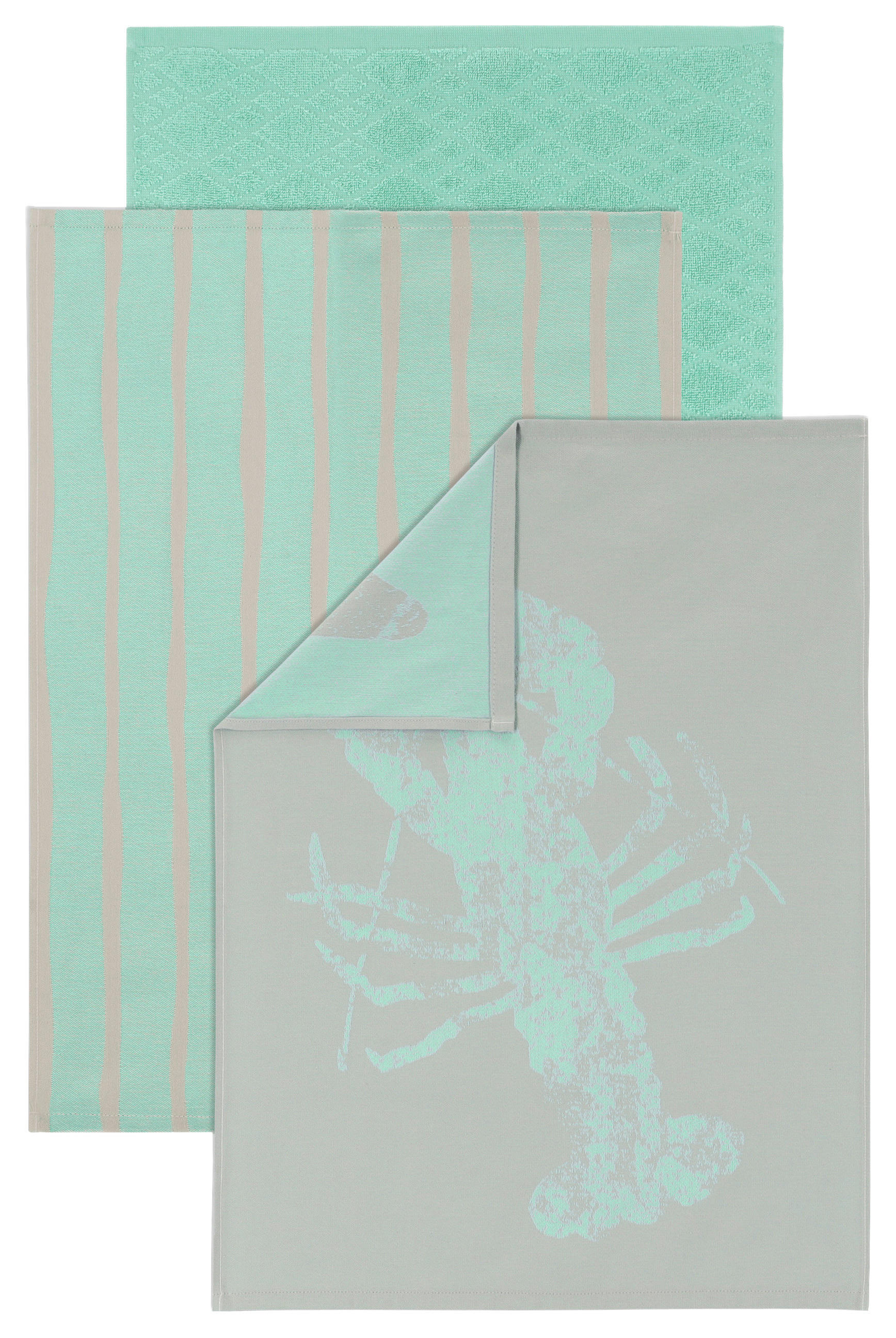 SADA UTĚREK 3dílné - zelená, Basics, textil (50/70cm) - Vossen