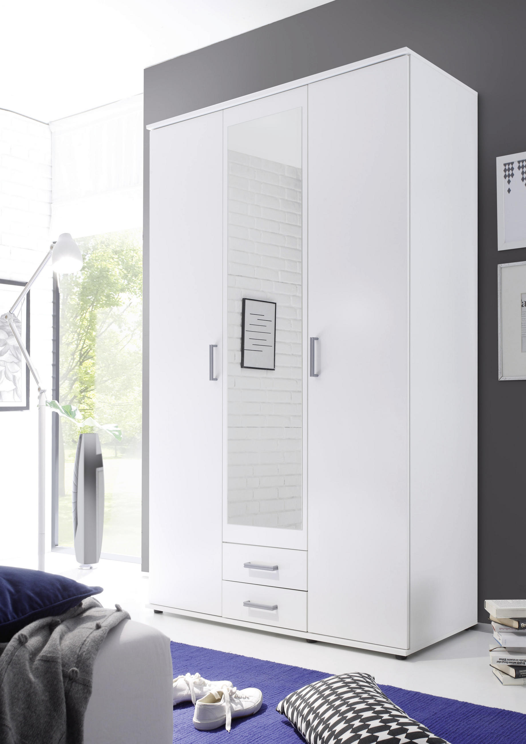 ORMAR S KLASIČNIM VRATIMA bijela - bijela/boje aluminija, Design, drvni materijal/plastika (120/195/55cm) - Boxxx