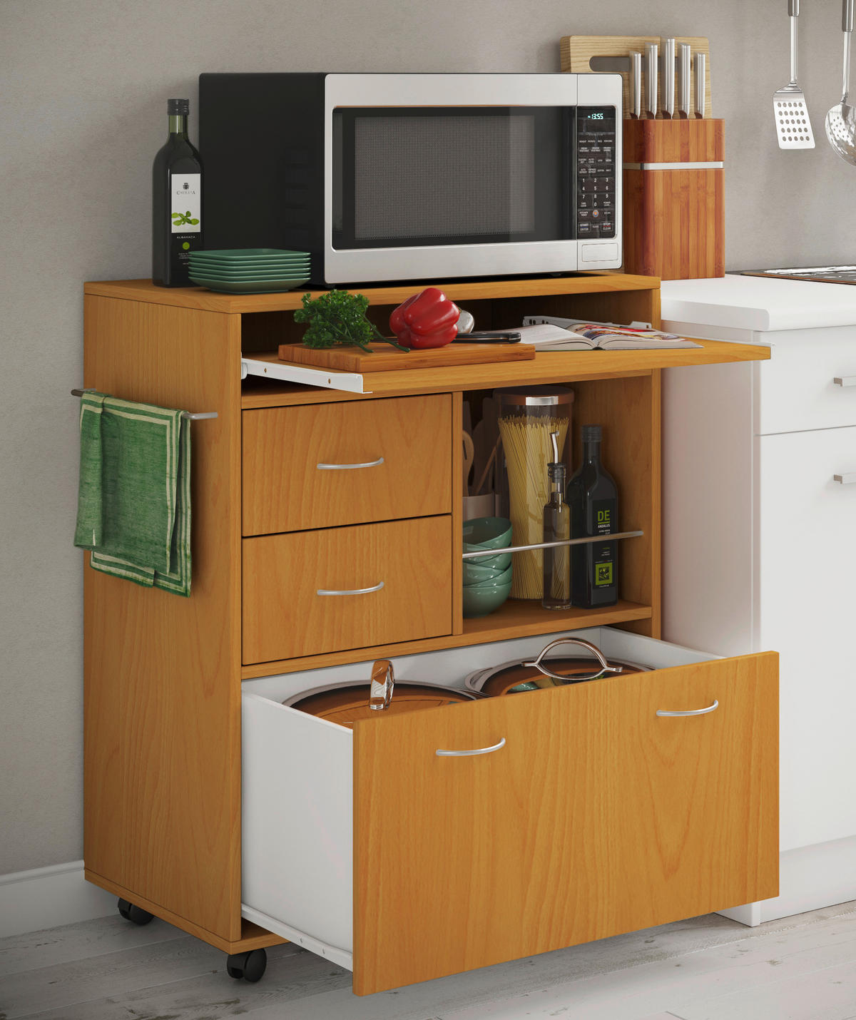 ALLZWECKWAGEN 70/40/86 cm  - Buchefarben, Modern, Holzwerkstoff/Kunststoff (70/40/86cm) - MID.YOU