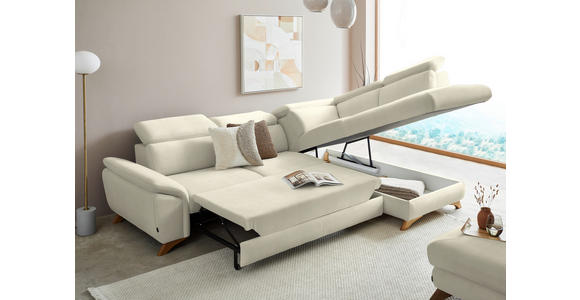 ECKSOFA in Flachgewebe Creme  - Eichefarben/Creme, MODERN, Holz/Textil (287/212cm) - Valnatura