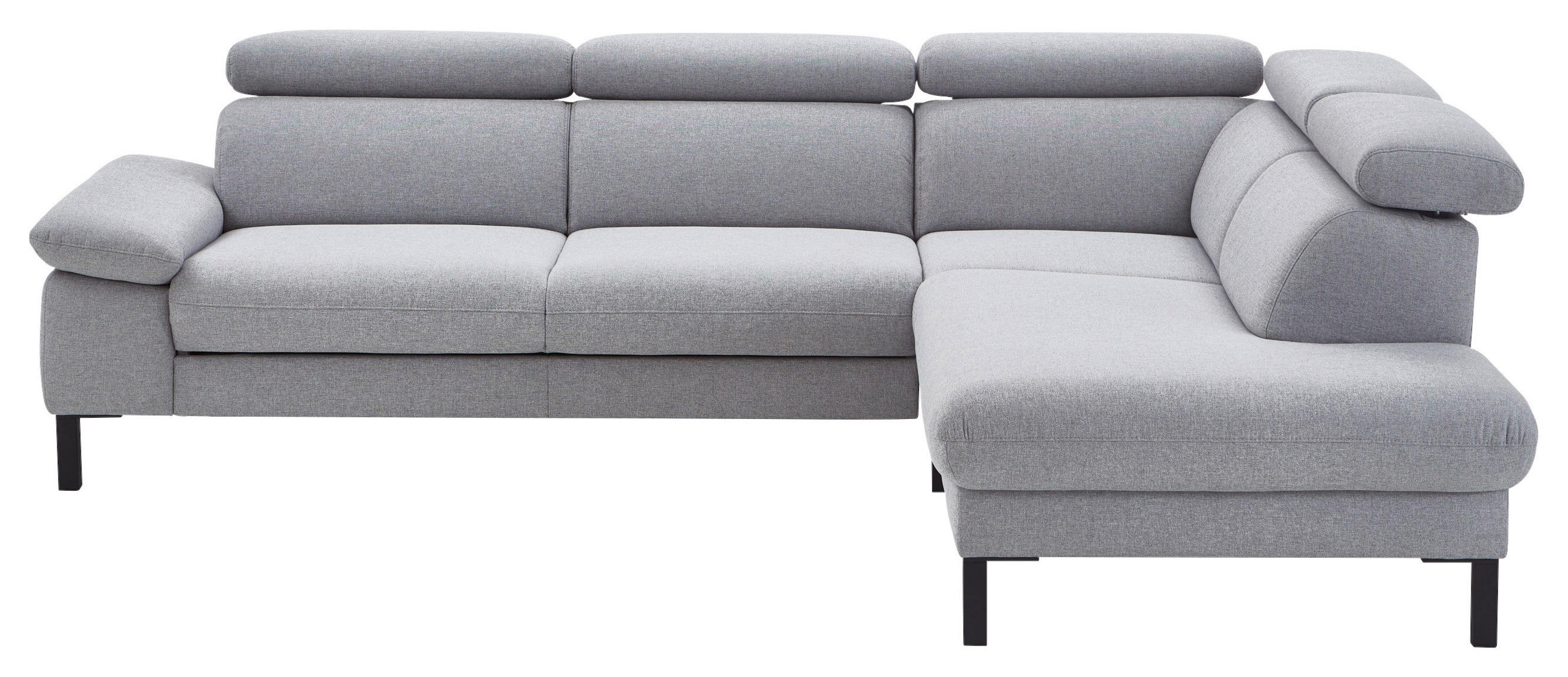 ECKSOFA Flachgewebe Hellgrau  - Hellgrau/Schwarz, Design, Holzwerkstoff/Textil (272/217cm) - Pure Home Comfort