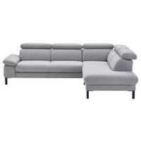 ECKSOFA Flachgewebe Hellgrau  - Hellgrau/Schwarz, Design, Holzwerkstoff/Textil (272/217cm) - Pure Home Comfort