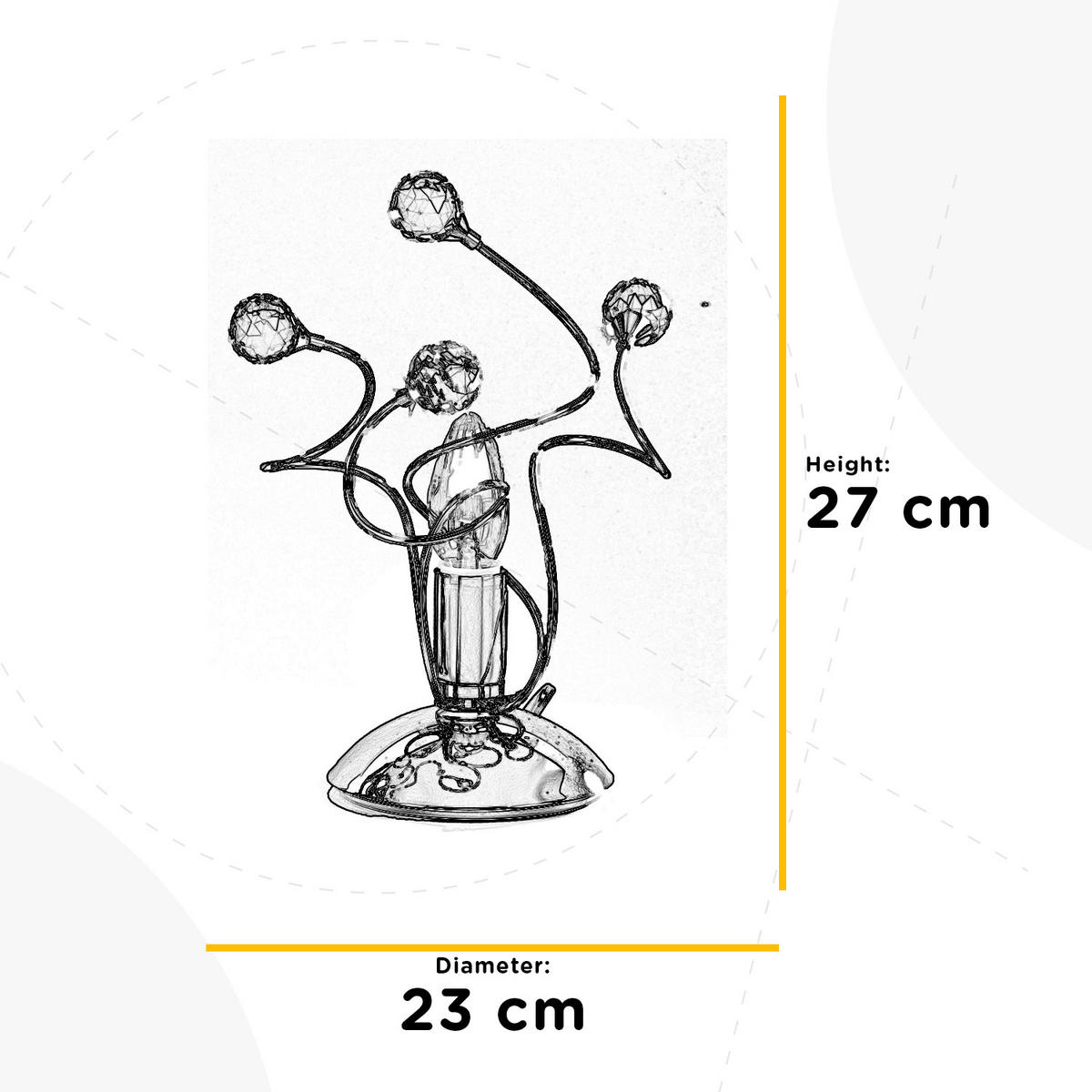 KRISTALL-TISCHLEUCHTE 23/27 cm   - Chromfarben, KONVENTIONELL, Glas/Metall (23/27cm)