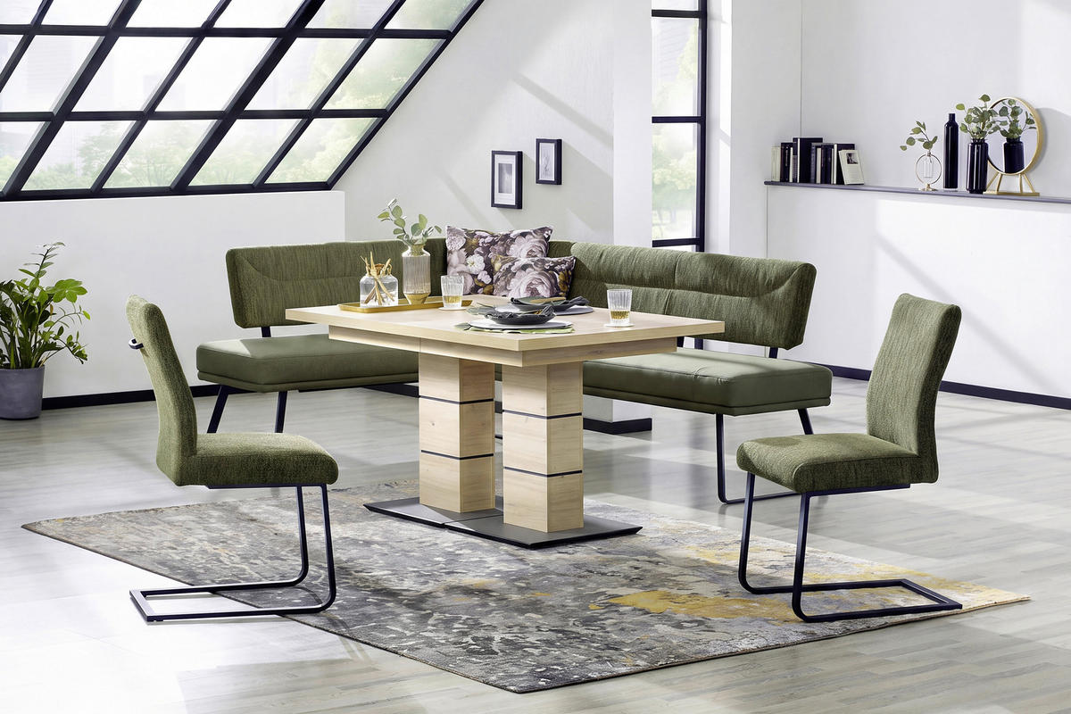 ESSTISCH 140-220/90/75 cm Nachbildung  Holzwerkstoff ausziehbar rechteckig Schwarz, Eichefarben  - Eichefarben/Schwarz, Design, Holzwerkstoff (140-220/90/75cm) - Dieter Knoll